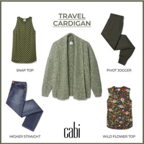 Cabi Travel Cardigan Sz M Heathered Green Chunky Preppy - Picture 12 of 12